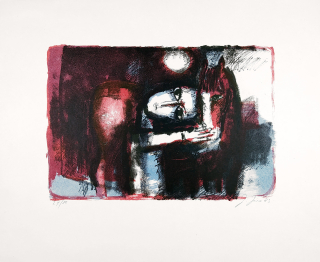 Jíra Josef – Bez názvu, původní barevná litografie, č. 27/80, 1983