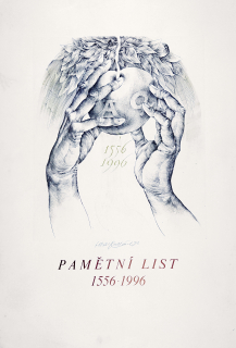 Kulhánek Oldřich – Pamětní list 1556–1996, barevná litografie, 1996