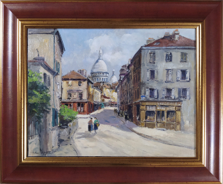 Blondin Charles – Paříž, Rue Norvins na Montmartru, olej na plátně, nedatováno