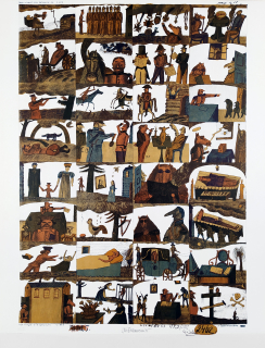 Šalamoun Jiří – Obrázky ze života K. P. (Kozmy Prutkova), barevná litografie, č. 40/50, 1975