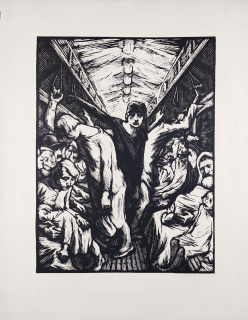 Silovský Vladimír – Elektrická tramvaj, původní dřevoryt, 1925
