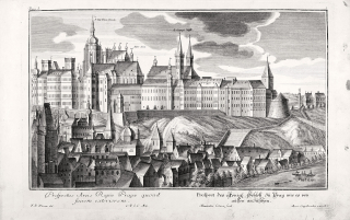 Praha – Pražský hrad, F. B. Werner, původní mědiryt, ca 1740