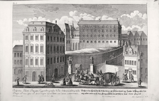 Praha – Schwarzenberský palác, F. B. Werner, původní mědiryt, ca 1740