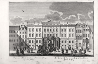 Praha – Morzinský palác, F. B. Werner, původní mědiryt, ca 1740