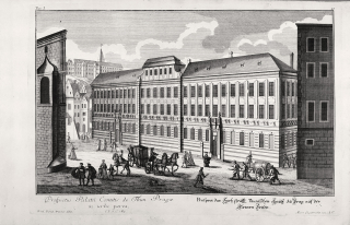 Praha – Thunovský palác, F. B. Werner, původní mědiryt, ca 1740