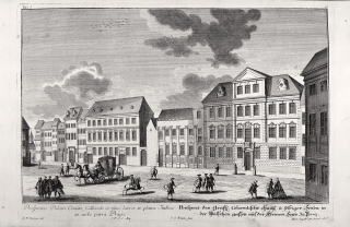 Praha – Colloredovský palác (Schönbornský palác), F. B. Werner, původní mědiryt, ca 1740