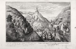 Praha – Prokopské údolí, F. B. Werner, původní mědiryt, ca 1740
