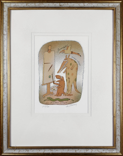 Born Adolf – V ateliéru, signovaná barevná litografie, č. 124/200, nedatováno