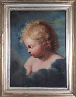 Putto – olejomalba na kartonu, 1. polovina 19. století