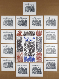 Mézl Zdeněk – 13× Ex libris W. Meulemans + kniha, původní dřevoryty, nedatováno