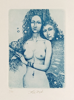 Kábrt Josef – Ex libris Ing. E. Sedláček, barevný zrnkový lept, č. 1/60, nedatováno