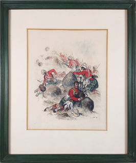 Toman Karel – Britská armáda Royal Scots, kolorovaná perokresba, 1985