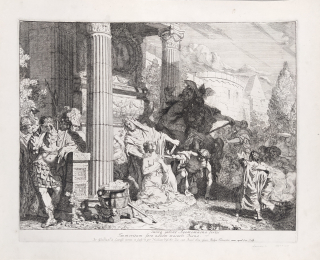 Lairesse Gerard de – Obětování Polyxeny, Trojská válka, původní lept, 1667