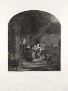 Burnet John – podle Rembrandta, The Salutation, původní předleptaný oceloryt, 1813
