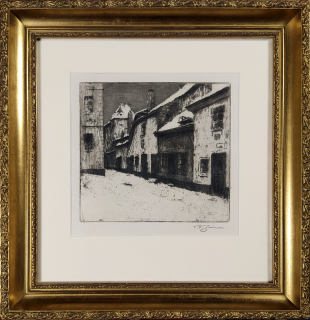 Šimon Tavík František – Praha, Zlatá ulička za královským hradem, původní lept, 1911
