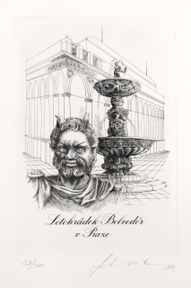 Srb Martin – Letohrádek Belvedér v Praze, původní oceloryt, č. 33/100, 1988