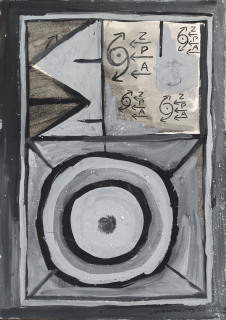 Načeradský Jiří – Zóna polarizované aktivity, signovaná malba temperou, 1963