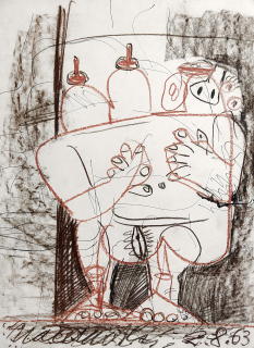 Načeradský Jiří – Venuše, oboustranná kresba pastelem, 1963