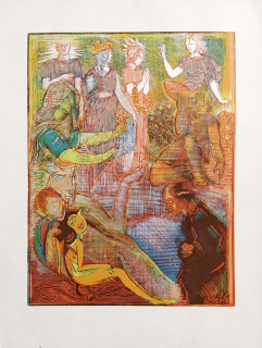 Váchal Josef – Čisté jitro, barevný dřevoryt, 1943