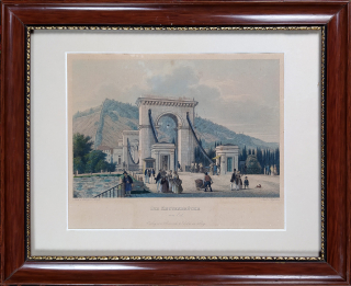 Praha – Most císaře Františka I., staře kolorovaný předleptaný oceloryt, ca 1845