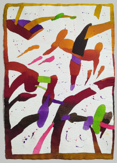 Lamr Aleš – Bez názvu, akvarelem kolorovaná kresba tuší, 1983