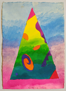Lamr Aleš – Triangl, akvarelem kolorovaná kresba tuší, 1992