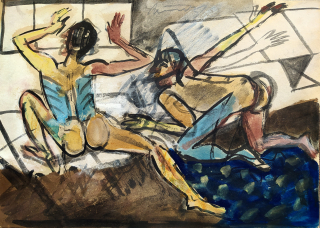 Načeradský Jiří – V pohybu, kresba tuší a akvarelem, 1992