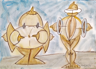 Načeradský Jiří – Ženy, kresba tuší a akvarelem, 2004