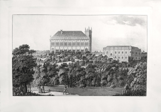 Praha – Letohrádek ve Stromovce, J. Šembera, lept s akvatintou (1819), pozdější otisk z původní desky