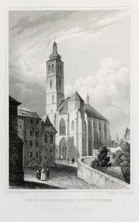 Kutná Hora – Kostel sv. Jakuba, Johann Poppel, Carl Würbs, oceloryt, 1835