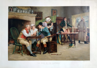 Lomax John Arthur – The Story of the Elopement, velkoformátová barevná chromolitografie, 1897