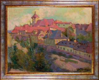 Maran Stanislav Gustav – Praha, Nový Svět s dominantou kostela sv. Jana Nepomuckého, 1916