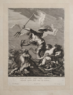 Dorigni Michel – Neptun a Amfitrité, původní lept s mědirytem, 1644