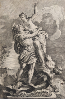Paridův únos Heleny – původní mědiryt, 1755