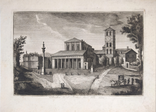 Řím – Basilica di S. Lorenzo fuori le Mura, G. Vasi, původní lept, ca 1770