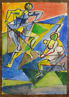 Načeradský Jiří – Ony, signovaná kresba tuší a akvarelem, 1998