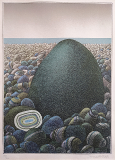 Stehlík Ctirad – Vejce a mořské kameny, barevná litografie, 1987