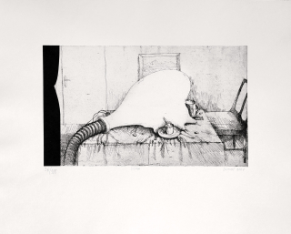 Dlouhý Bedřich – Doma, zrnkový lept, číslováno 36/100, 2001