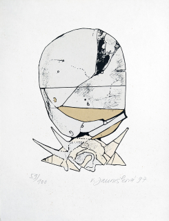 Janoušková Věra – Hlava, barevná litografie, č. 59/100, 1997