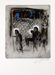 Jíra Josef – Útěk do Egypta, barevná suchá jehla s podtiskem, 1998