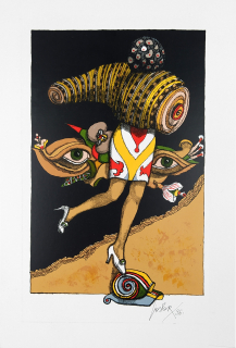 Liesler Josef – Mušle v pohybu, původní barevná litografie, 1996