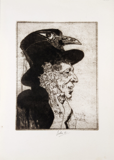 Liesler Josef – Muž v kostýmu, lept s akvatintou, 1987