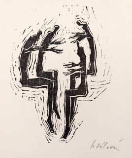Válová Jitka – Sedící figury, původní linoryt, nedatováno