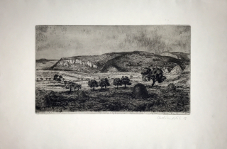Sukdolák Pavel – Bez názvu, česká grafika, původní lept, 1954