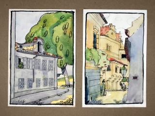 Mašek V. J. – Praha, Malá Strana, kolorované perokresby, 1911