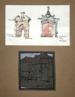 Šťastný Alois – Praha, Malá Strana, kolorovaná perokresba, 1911