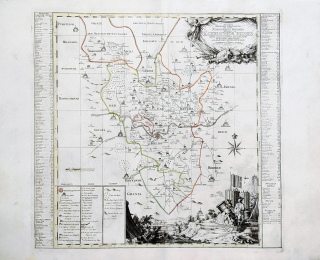 Chebský kraj – Peter Schenk, staře kolorovaný původní mědiryt, 1757