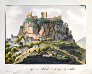 Andělská Hora – Antonín Pucherna, staře kolorovaný původní lept, 1801–1807