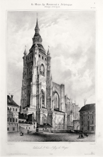 Praha – Katedrála svatého Víta, Bachmann, původní litografie, ca 1840