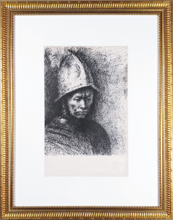 Picasso Pablo – Rembrandt Harmenszoon van Rijn, Muž s helmou, původní litografie, 14. 1. 1956